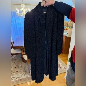 Elegant Black Real Fur Textured Coat